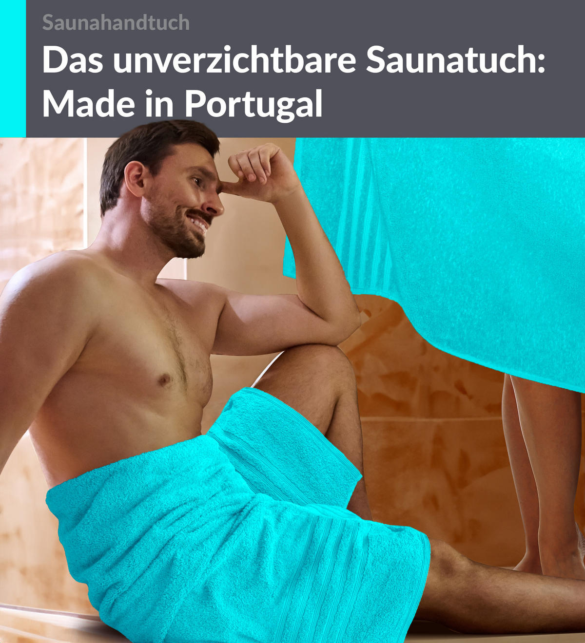 SAUNATUCH 80x200 cm 2er Set London Lagunen Türkis - Türkis, Textil (80/200cm) - Lashuma