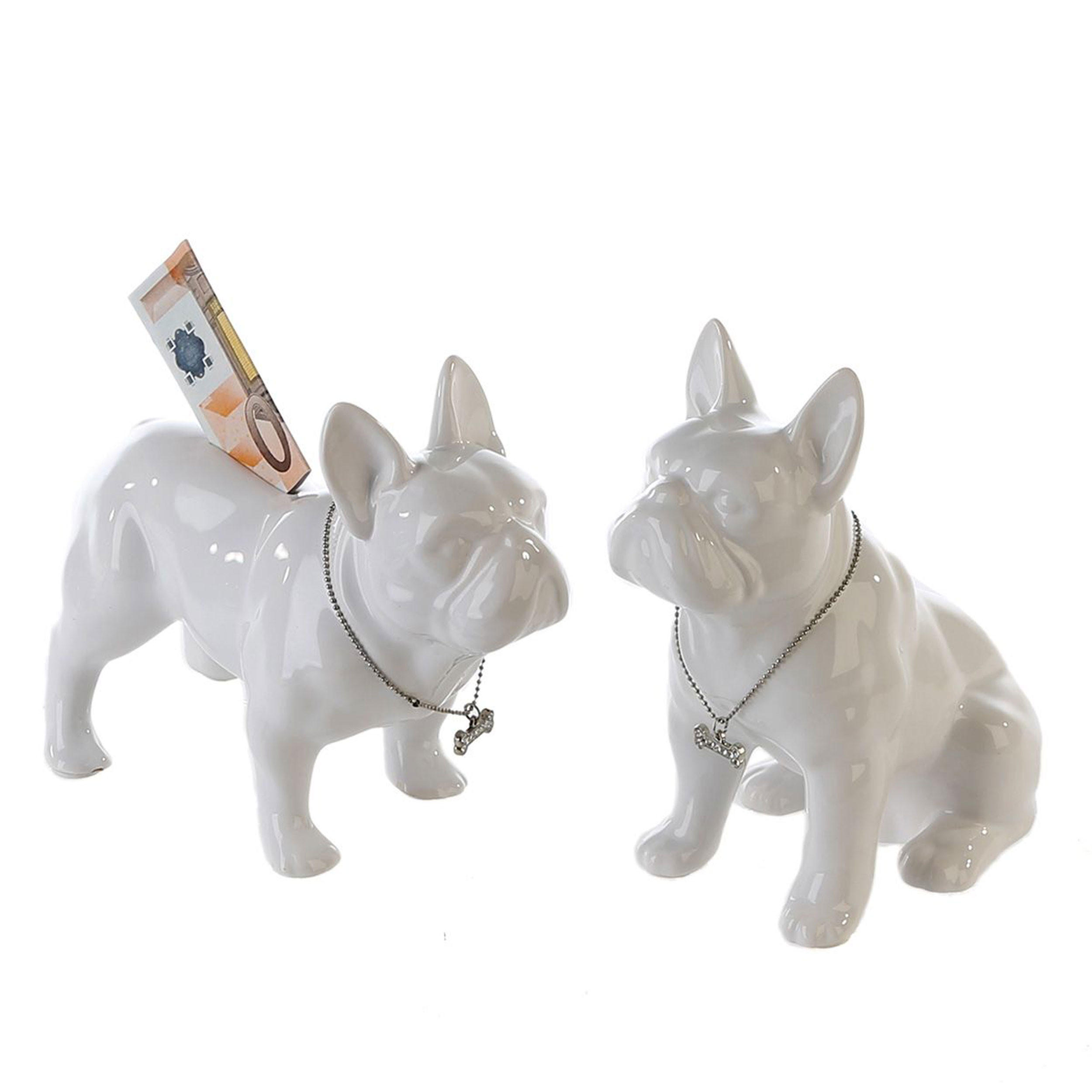 DEKOSKULPTUR Spardose Bulli, 2er Set, Porzellan, Weiß - Weiß, Keramik (20/12/36cm) - Gilde