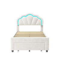 POLSTERBETT Modern mit RGB-LED & Metallschemel 90/200 cm Samt Weiß - Weiß, Textil (90/200cm) - Creahappy
