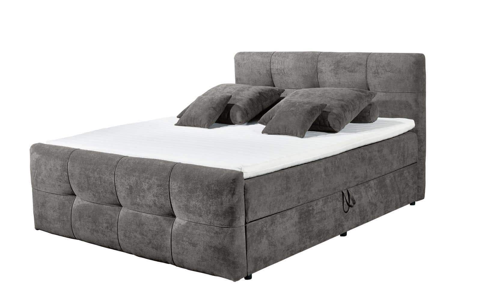 BOXBETT mit 9‑Zonen-Tonnentaschenfederkern-Matratze, HR-30-Topper, Bettkasten - Schwarz/Graphitfarben, Holz/Kunststoff (160/200cm) - ed exciting design