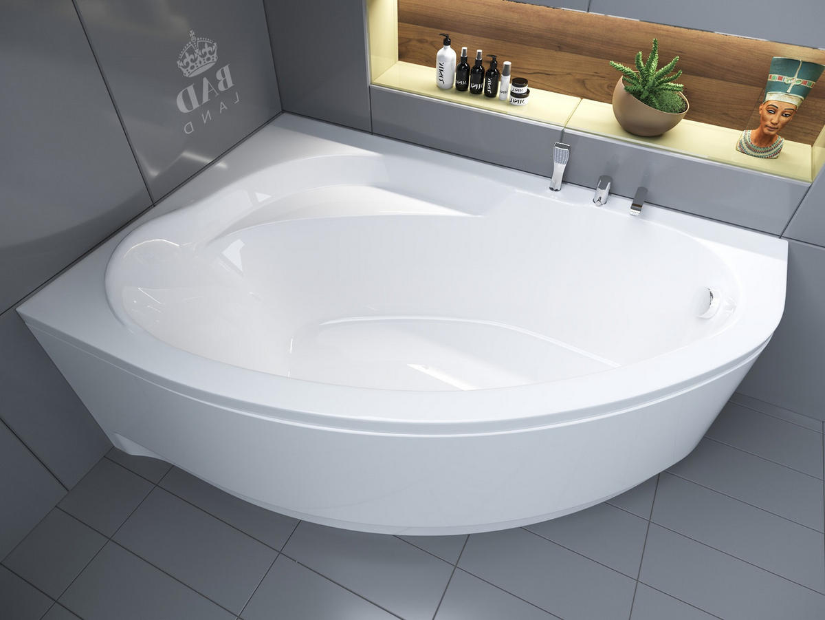 BADEWANNE Eckwanne MAREA 150/100 Links Ablauf & Füße - Weiß, Kunststoff (100/57.5/150cm) - bad land