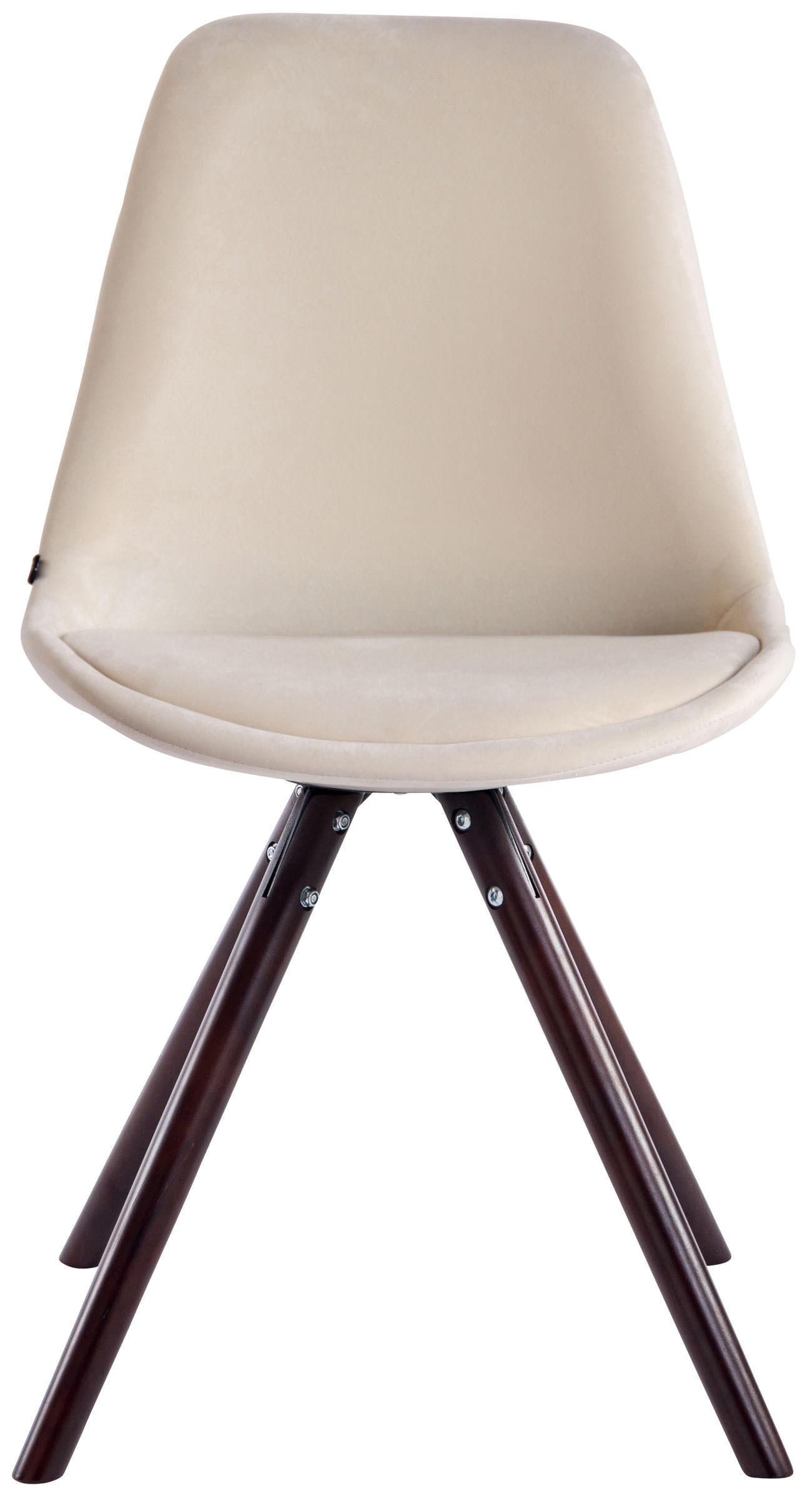 BESUCHERSTUHL Toulon Samt, Gestell Buchenholz Cappuccino rund Creme - Naturfarben/Cappuccino, Holz/Buchenholz (48/83/56cm) - TPFLiving