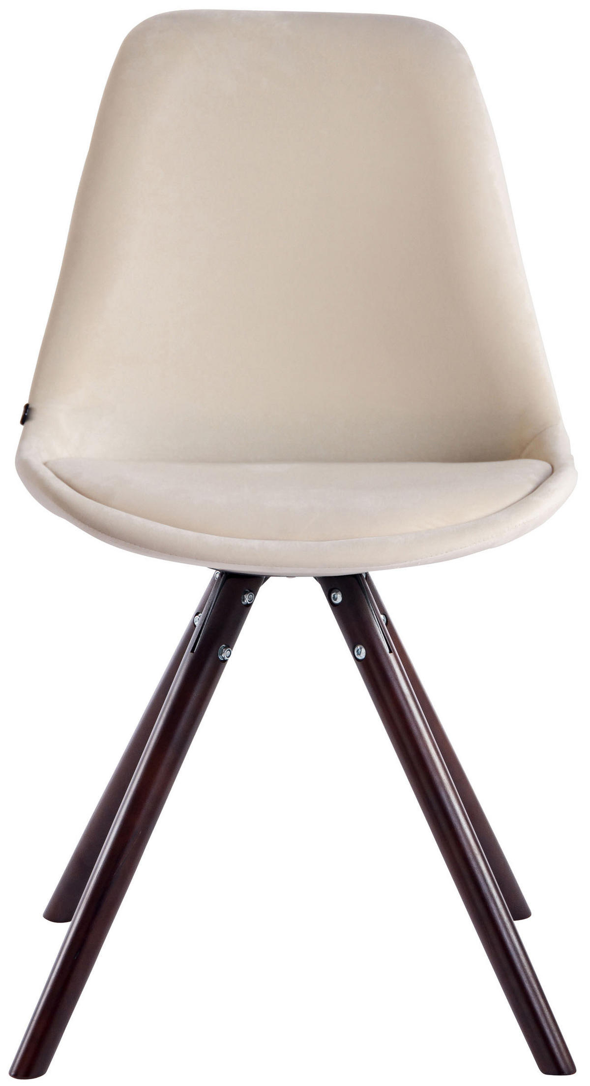 BESUCHERSTUHL Toulon Samt, Gestell Buchenholz Cappuccino rund Creme - Naturfarben/Cappuccino, Holz/Buchenholz (48/83/56cm) - TPFLiving