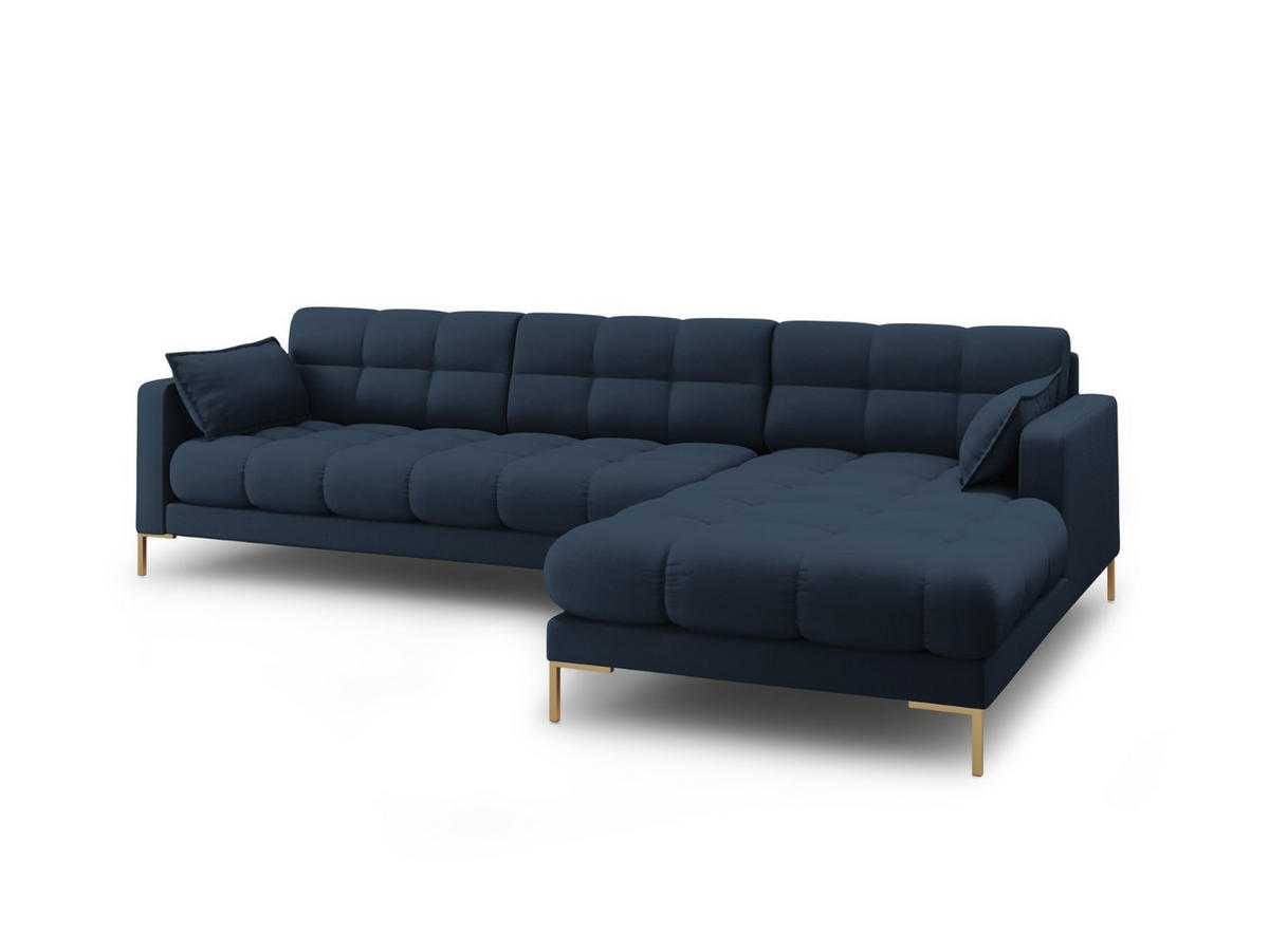 ECKSOFA rechts Mamaia aus strukturiertem Stoff blau 5 Sitzplätze - Blau, Textil (185/293cm) - Micadoni