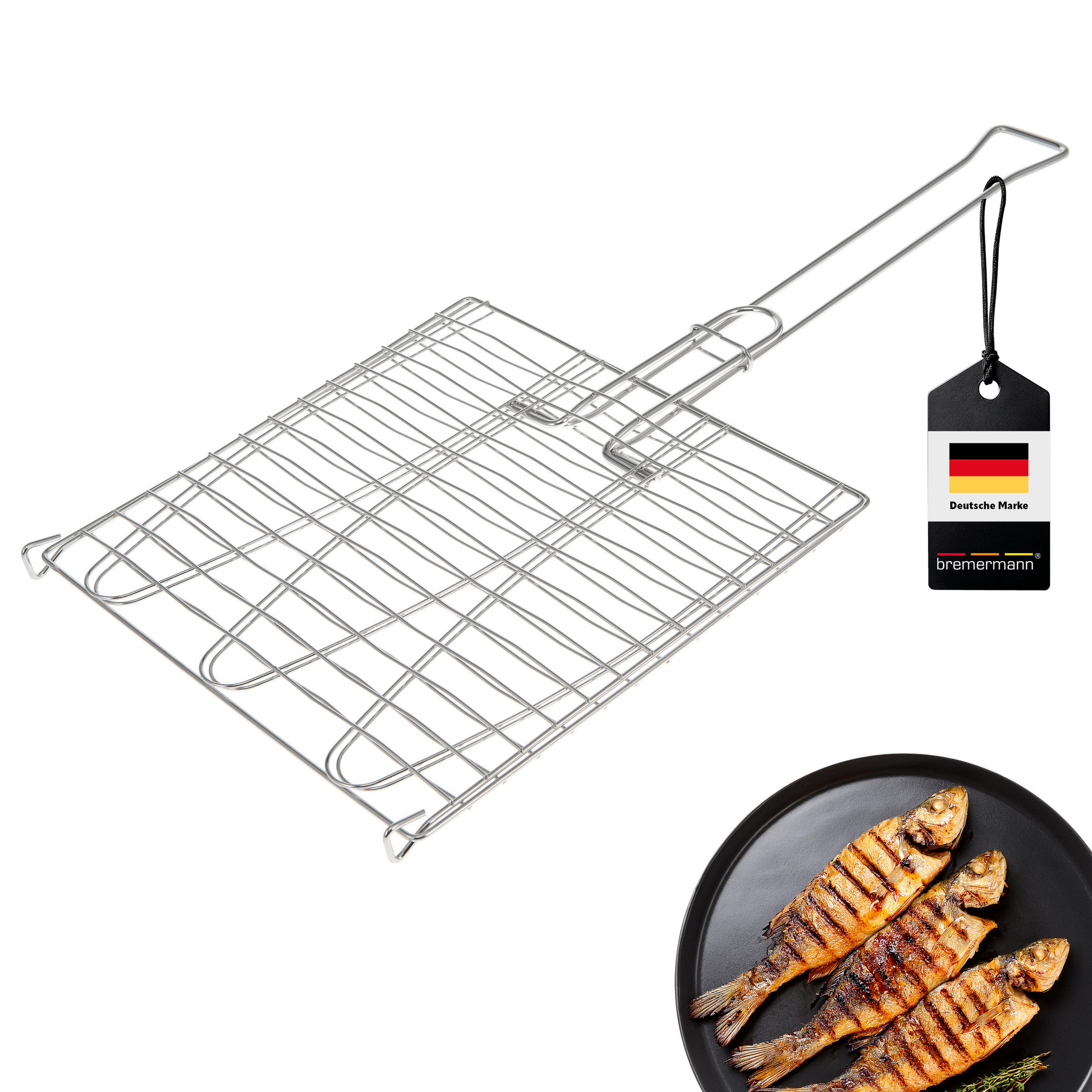 FISCHGRILLER, silber, Edelstahl - Edelstahlfarben, Metall (27.5/27.5/59cm) - bremermann