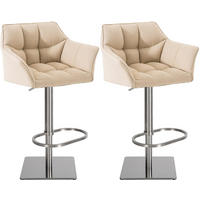 BARHOCKER 2er Set Stoff Creme - Edelstahlfarben/Creme, Textil/Metall (64/88/45cm) - CLP