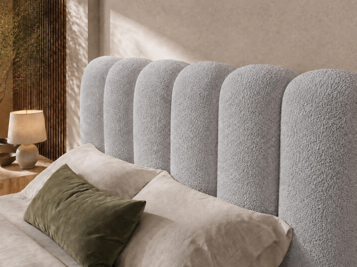 POLSTERBETT MELLOW 120x200 cm in Grau, gepolstertes Kopfteil, Lattenrost, Bettkasten, Bouclé-Stoff - Grau, Holz/Textil (120/200cm) - EMLAR Home