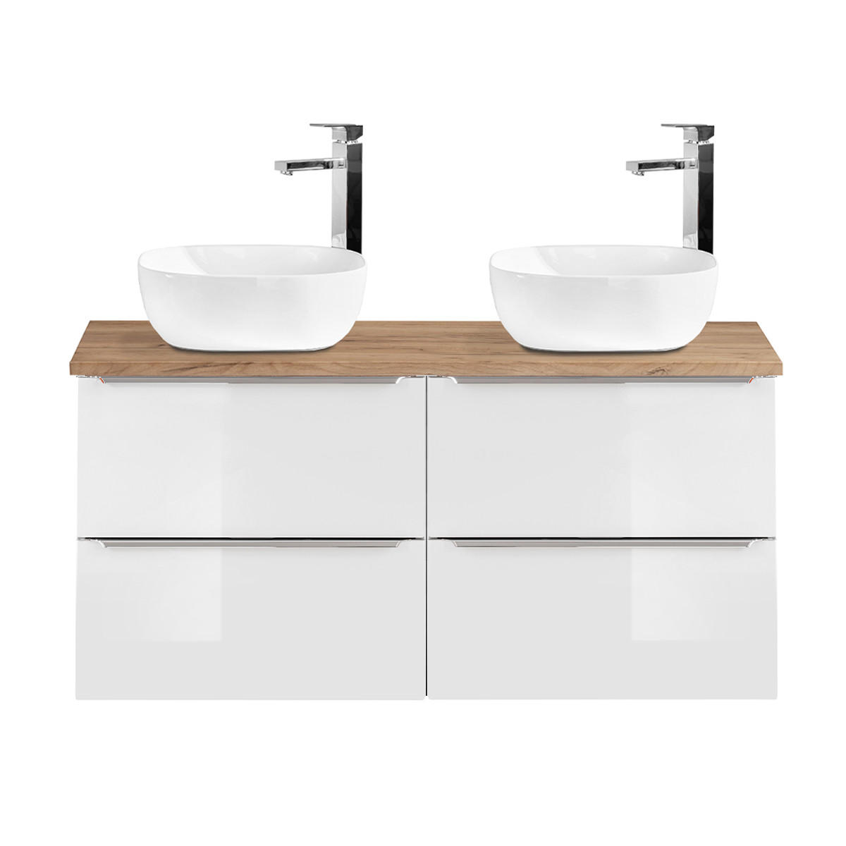 DOPPELWASCHTISCH 120.4cm April Weiß - Weiß, Holzwerkstoff (120.4/59/46cm) - Petits-meubles