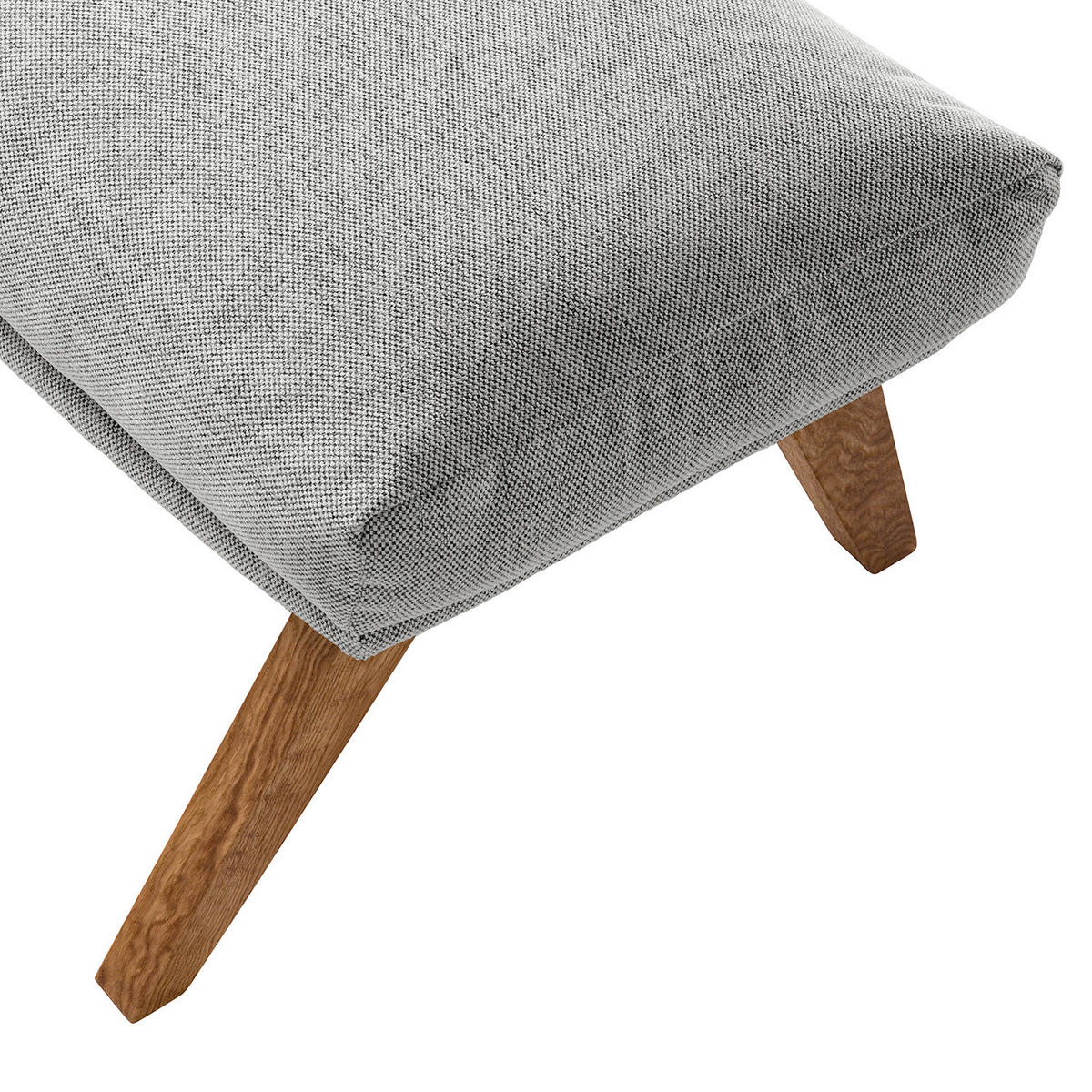 POLSTERHOCKER mit Holzfüßen - Eichefarben/Hellgrau, Eichenholz/Textil (51/37/41cm) - home24