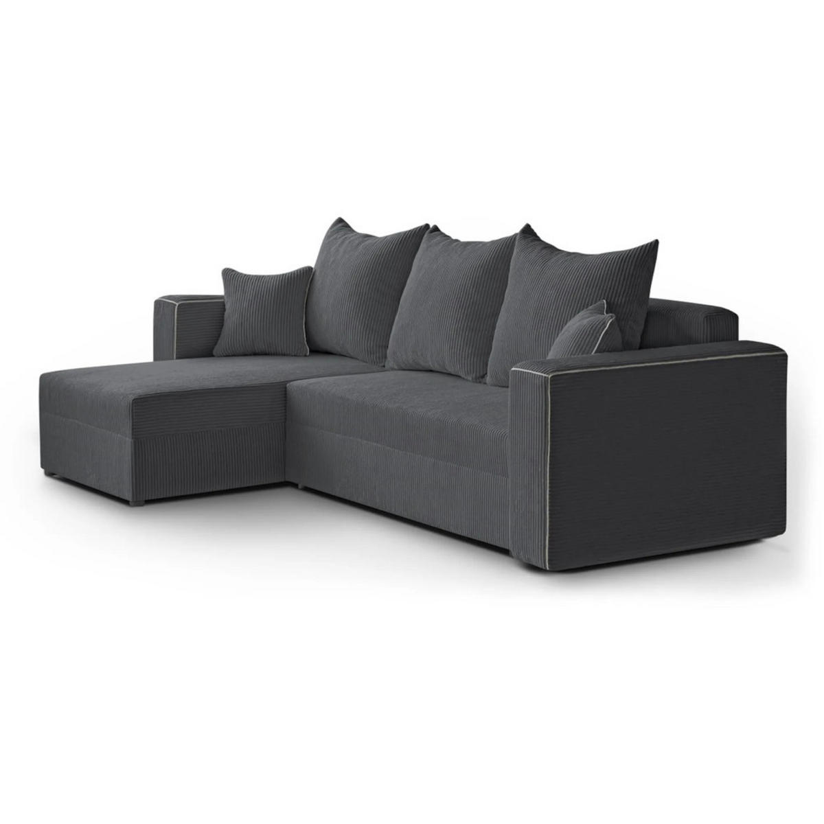 ECKSCHLAFSOFA Hamlet L Grau - Schwarz/Grau, Textil/Metall (241/142cm) - Beautysofa