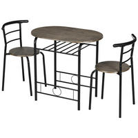 ESSGRUPPE mit 1 Tisch und 2 Stühlen Schwarz 80.0/53.0/74.5 cm - Schwarz, Holzwerkstoff (53/74.5/80cm)
