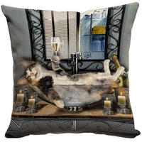 ZIERKISSENBEZUG Lustige Katze 40 x 40 cm Leinen Baumwolle - Multicolor, Textil (40/40cm)