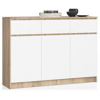 KOMMODE Eiche Sonoma, Weiß 99/138/40 - Weiß, Holzwerkstoff (138/99/40cm) - RAUMHIRSCH FURNITURE