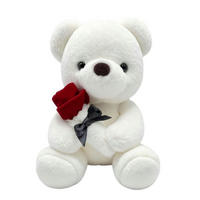 PLÜSCH-BÄR mit Rose 23 cm - Weiß, Textil (5/10cm)