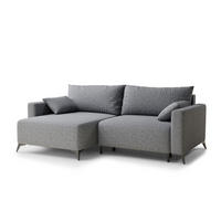 ECKSOFA MIT SCHLAFFUNKTION Leon Grau Webstoff - Schwarz/Grau, Holz/Holzwerkstoff (148/239cm) - Maison de Reve