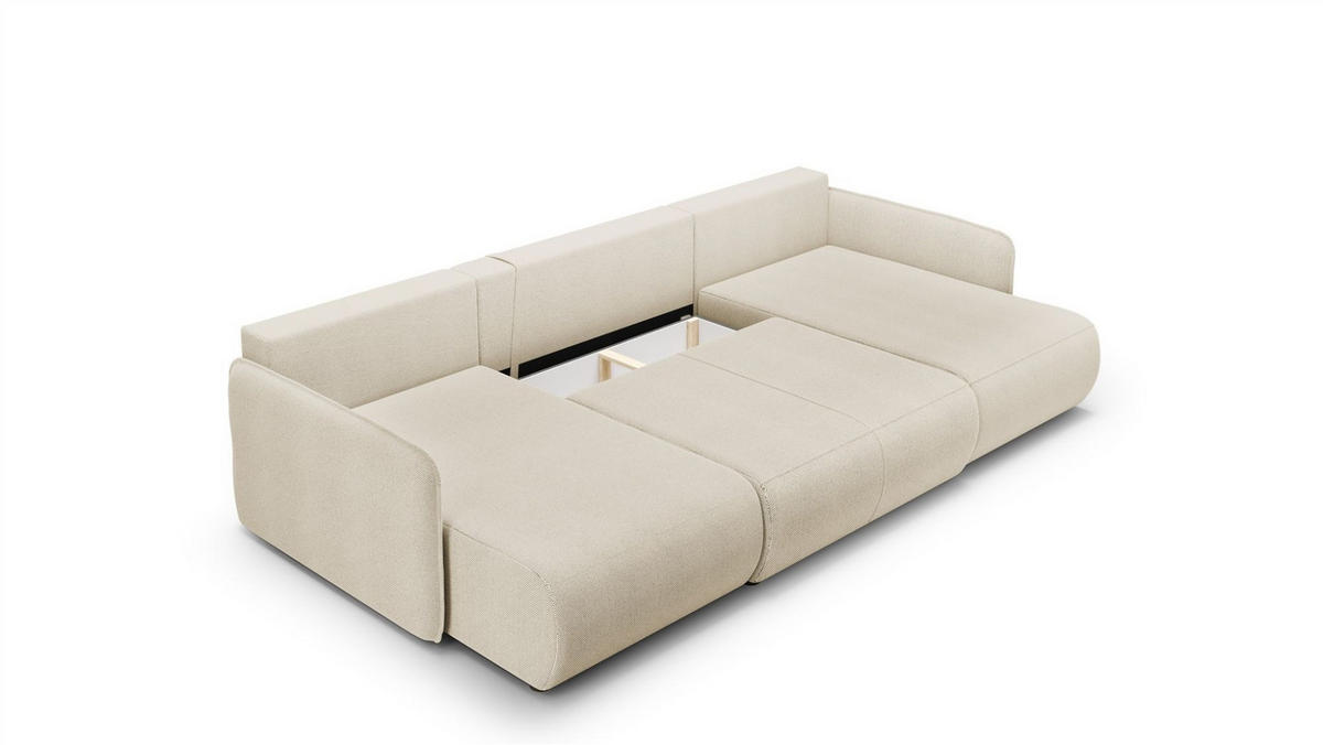 WOHNLANDSCHAFT Calgary - Creme, Holzwerkstoff/Textil (290/86/148cm) - Fun Möbel