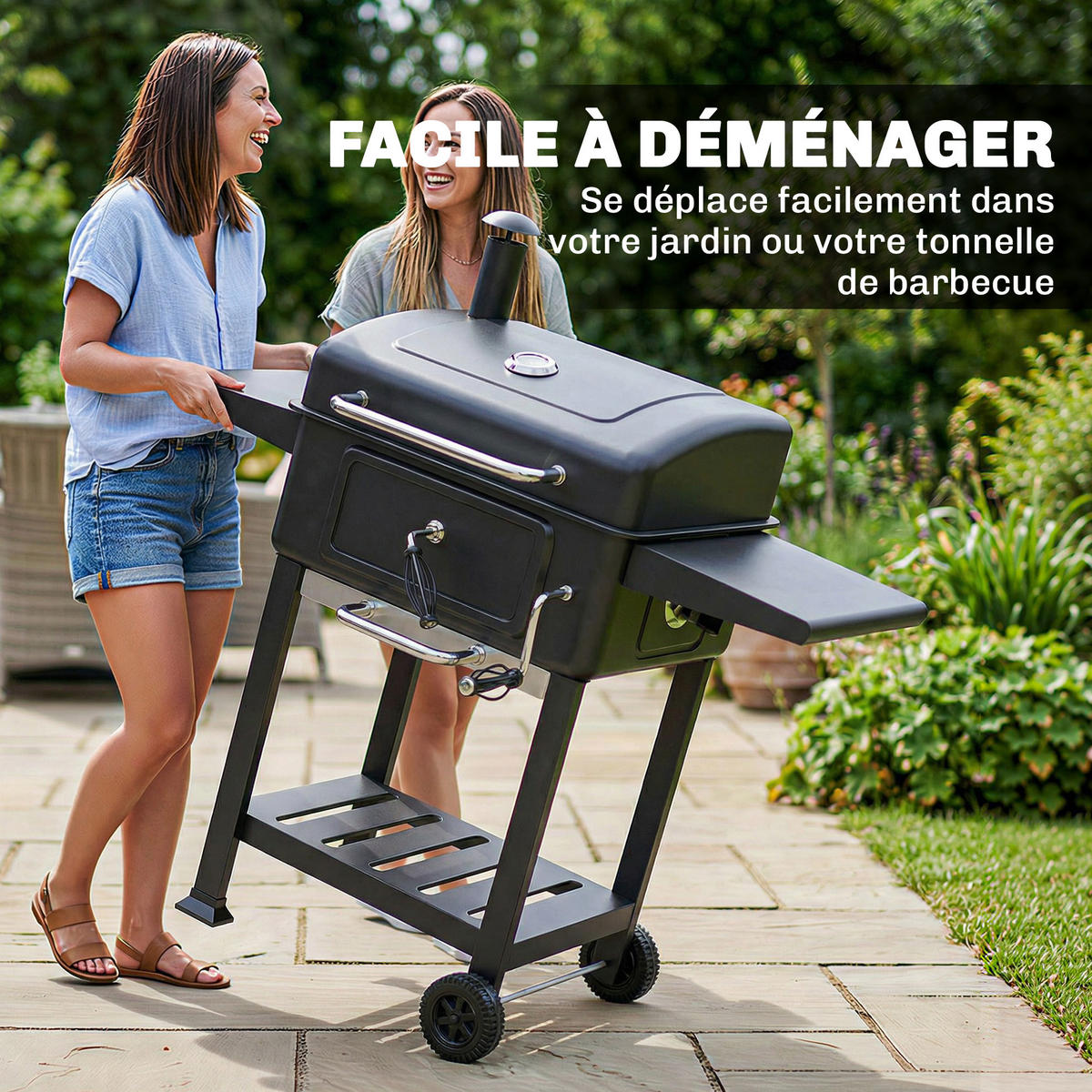 HOLZKOHLEGRILL DE-18273 - Schwarz, Metall (65/115/112cm) - ComfortXL