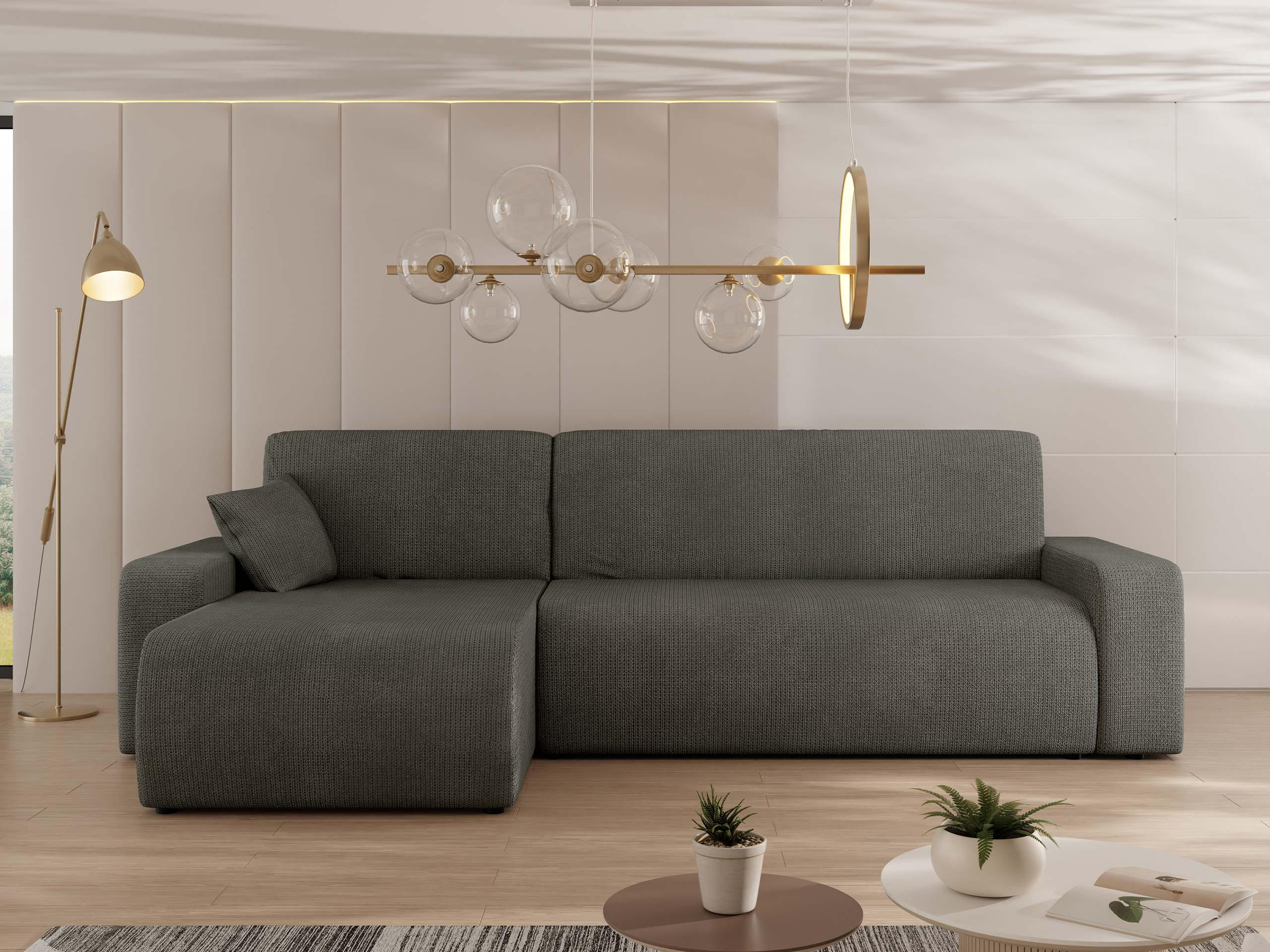 ECKSOFA Piano - Schwarz/Braun, Holz/Kunststoff (244/145cm) - MIRJAN24