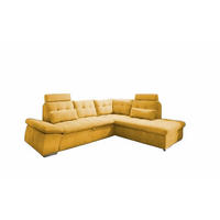 ECKSOFA mit Schlaffunktion, Bettkasten und verstellbarer Armlehne - Chromfarben/Gelb, Textil (219/260cm) - ed exciting design