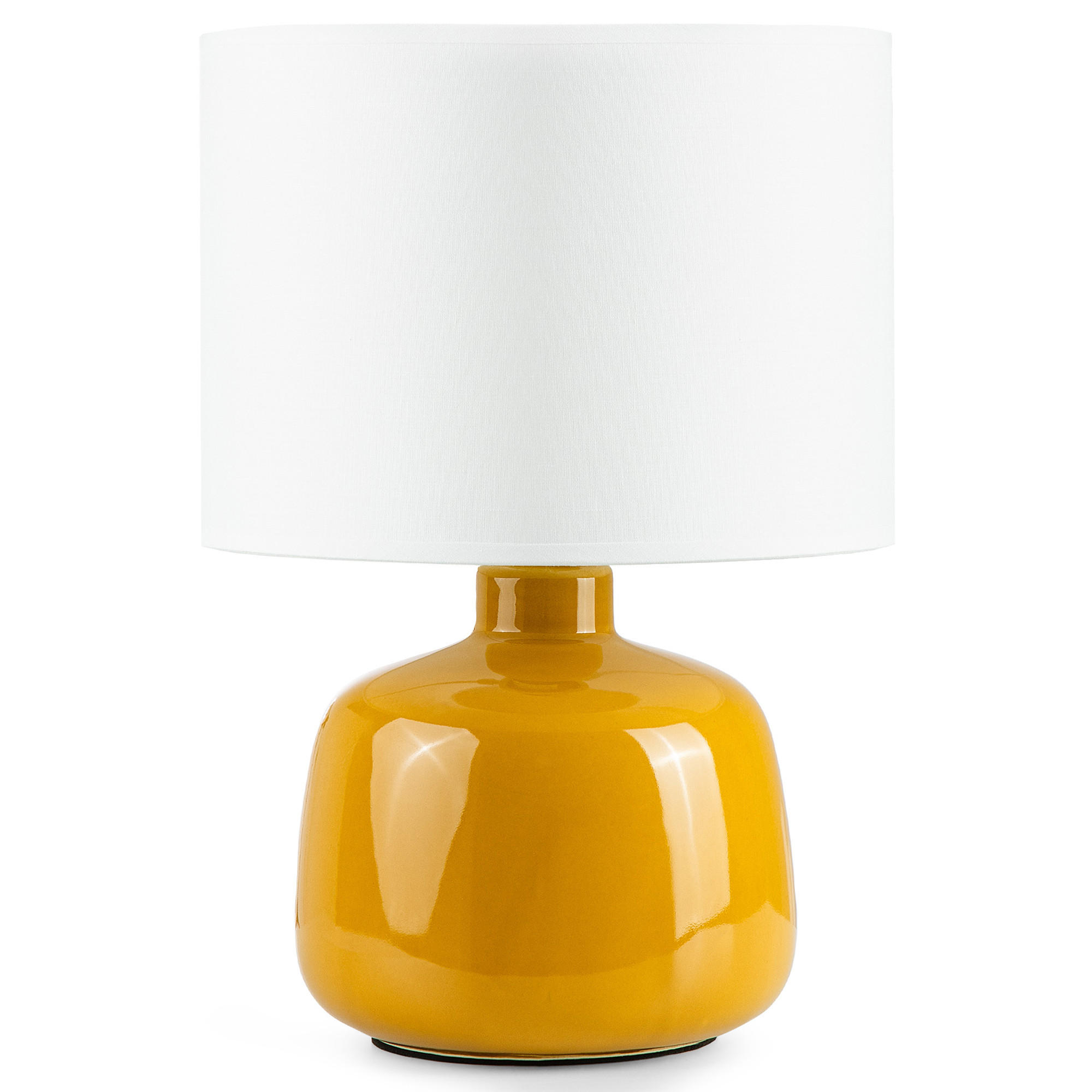 TISCHLEUCHTE STIVUS, Tischlampe, Gelb, Weiß - Gelb, Keramik/Textil (22/22/31.5cm) - KONSIMO®