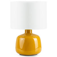 TISCHLEUCHTE STIVUS, Tischlampe, Gelb, Weiß - Gelb, Keramik/Textil (22/22/31.5cm) - KONSIMO®