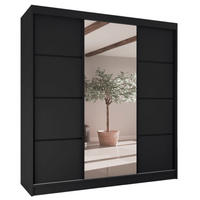 SCHRANK Schwarz Filo V200 Mit Spiegel Und Schwarzen Sprossen - Transparent/Schwarz, Holzwerkstoff (200/215/61cm) - Sepro Meble