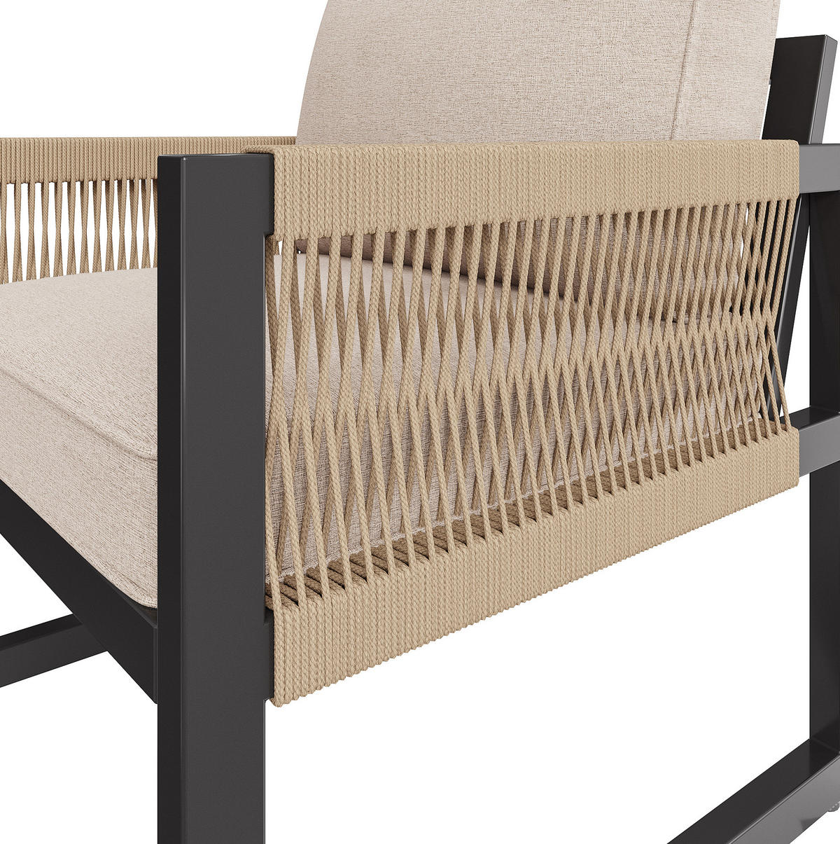 GARTENMÖBEL-SET 95/63/65 cm beige aus Metall und Polyester, modular - Beige, Metall - OKWISH