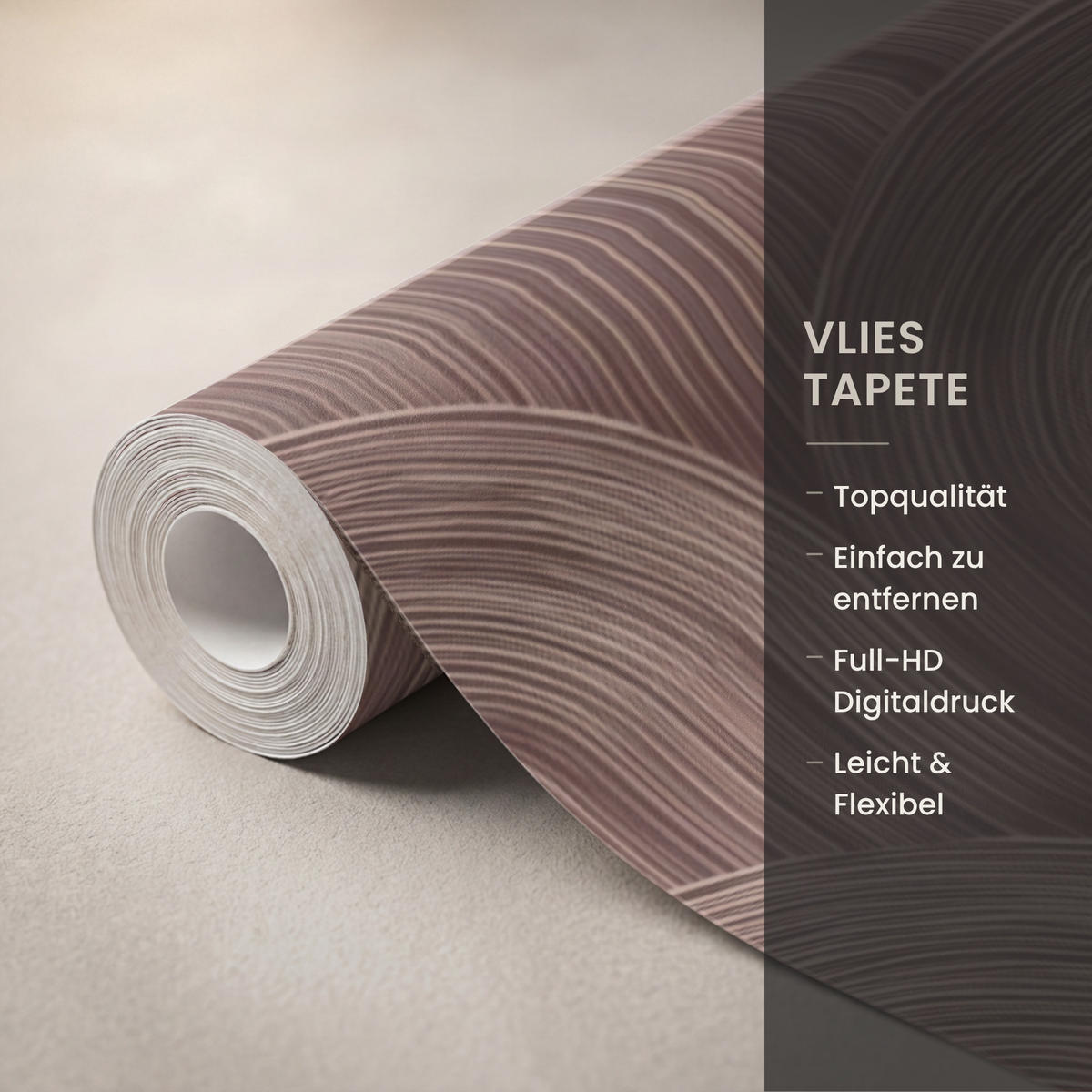 TAPETE - Rhythmic - Aufschlag - Braun - 350x220 cm - Dunkelbraun, Papier (350/220cm) - OnlyWow
