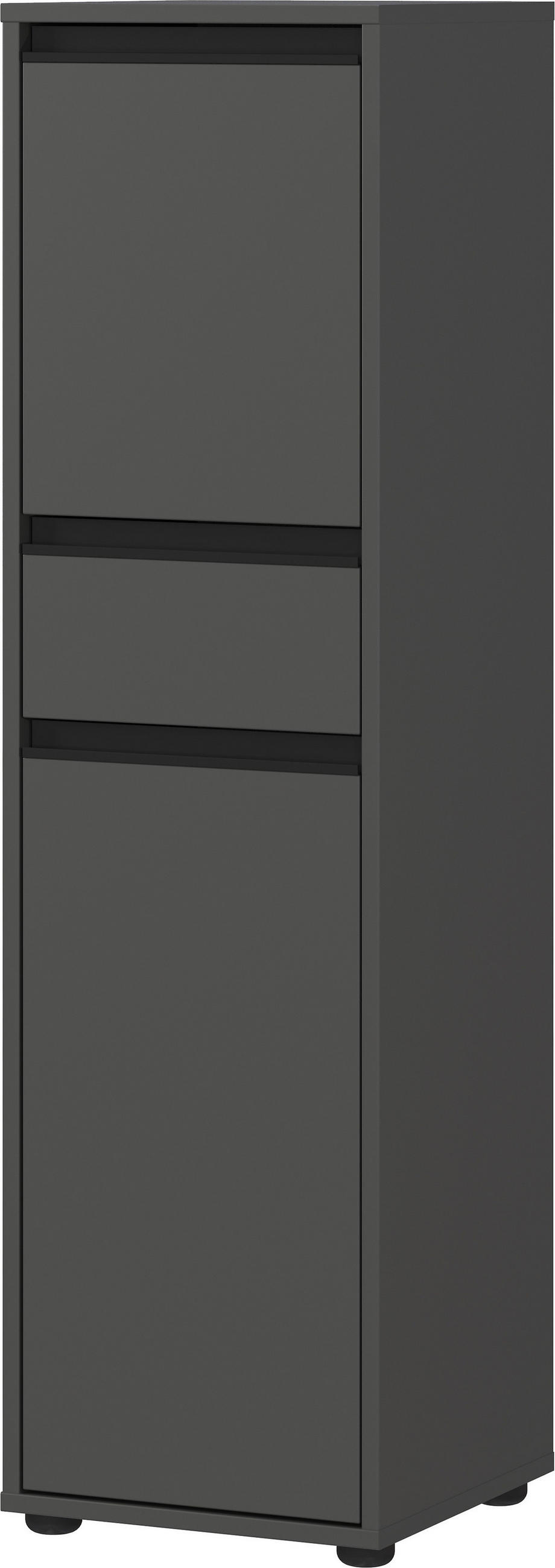 BADSCHRANK schmal HAMBURG Soft-Close, 33x121x34 cm | Graphit - Schwarz, Holzwerkstoff (33/121/34cm) - KADIMA DESIGN