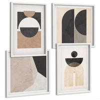 BILDER SET 4er Set - 50x50 cm & 40x60 cm Weißer Rahmen - Abstrakte Formen beige braun - Weiß, Kunststoff (50/50cm) - TULUP