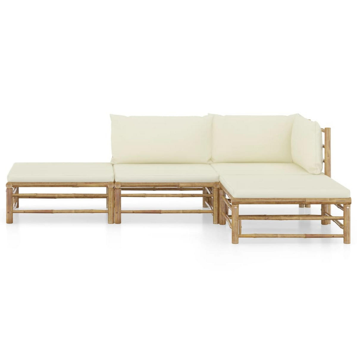 GARTENSET Renken 4-teilig - Weiß, Naturmaterialien - Nettlife