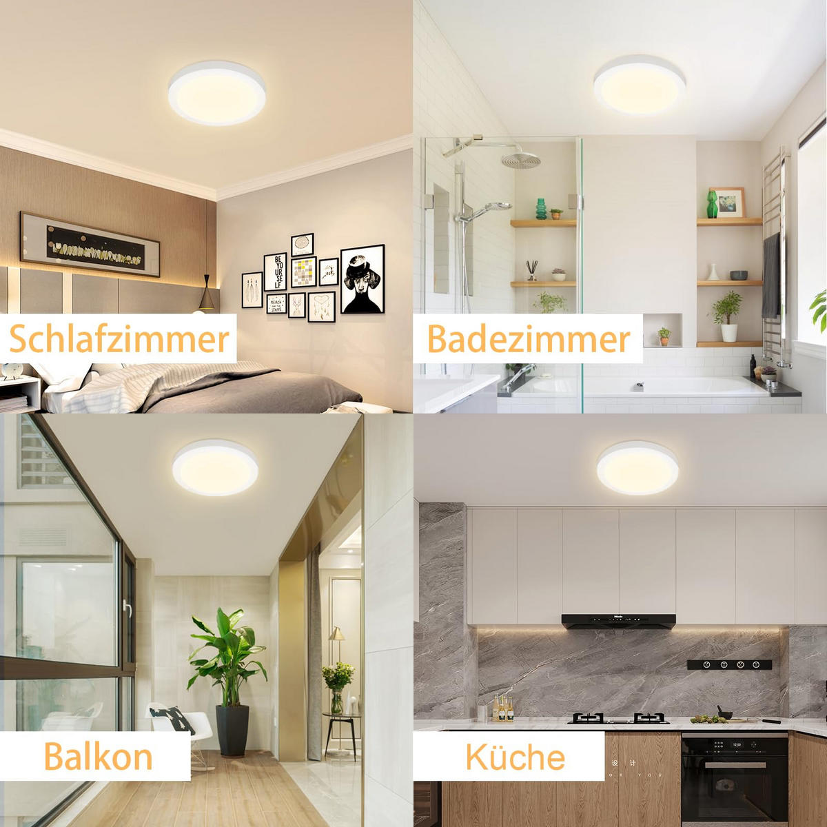 LED-DECKENLEUCHTE Finnj 23/3/23 cm （2er-set） - Weiß, Kunststoff (23/23/3cm) - ZMH