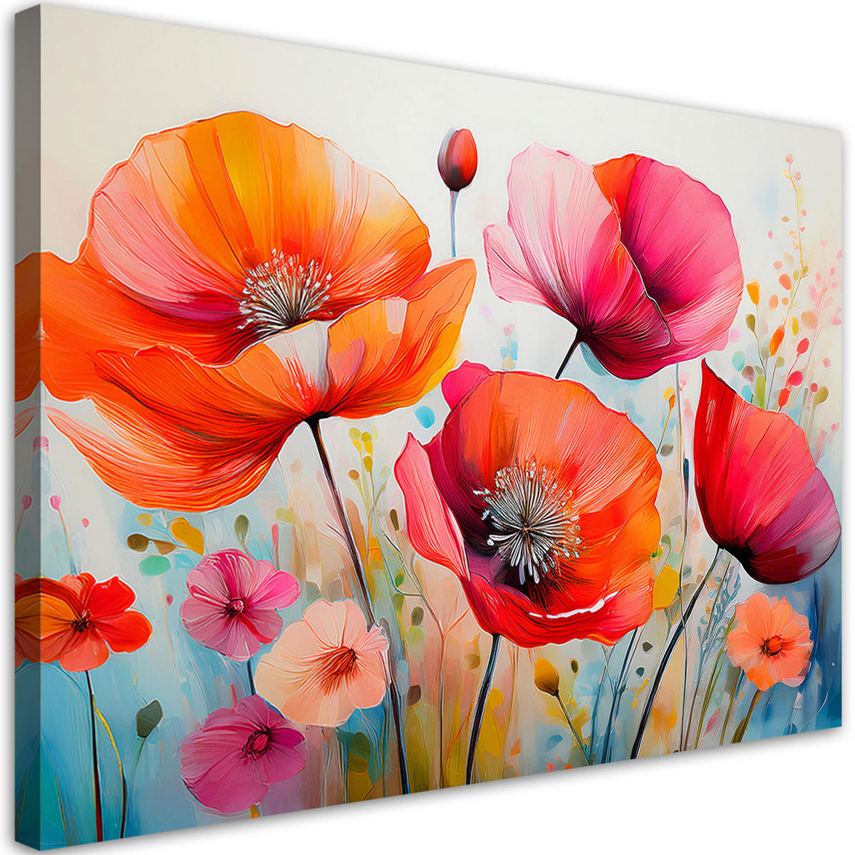 WANDBILD mohnblumen farbig - Multicolor, Textil (60/40cm) - Feeby