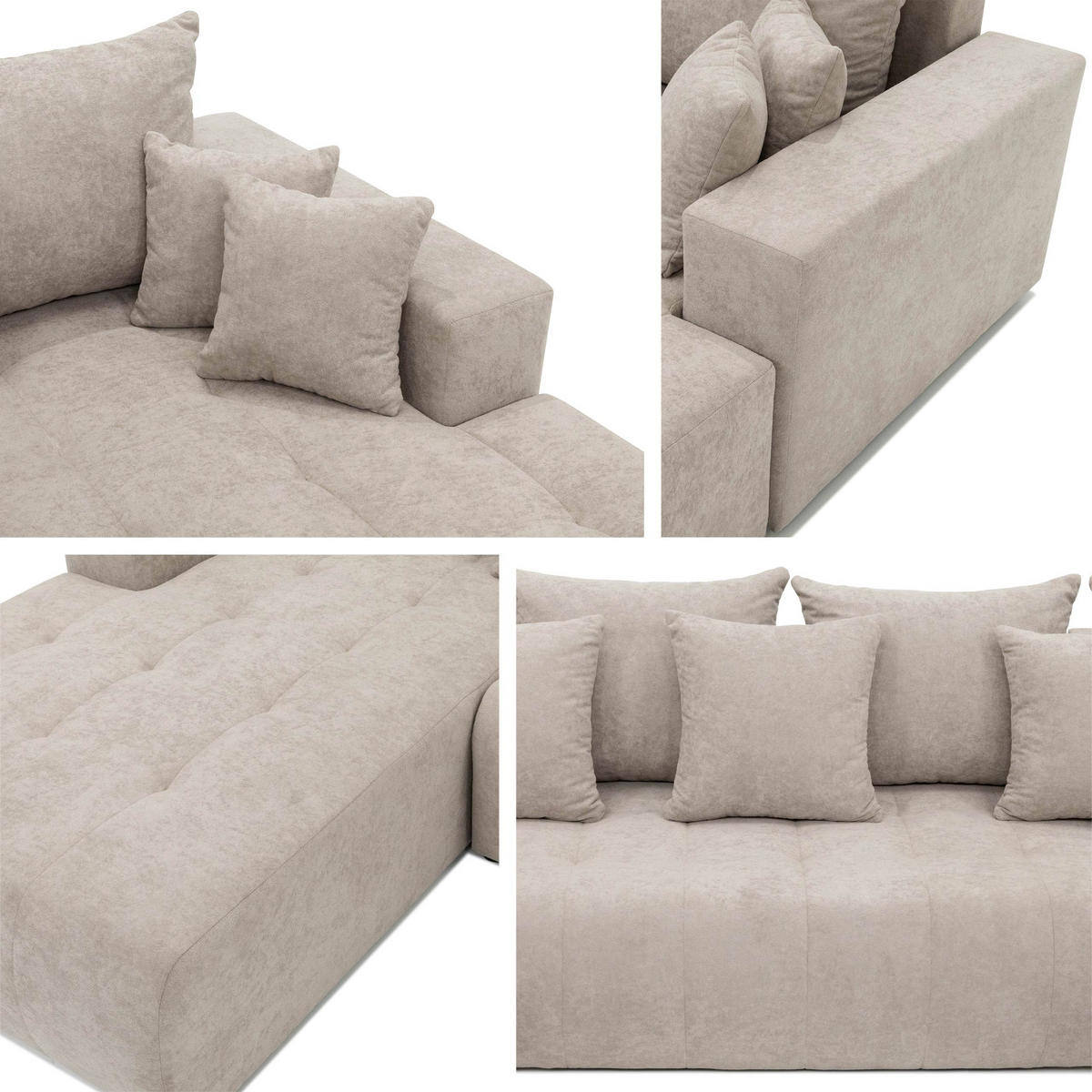 WOHNLANDSCHAFT Fabio U - Hellgrau/Schwarz, Holz/Kunststoff (346/88/188cm) - MIRJAN24