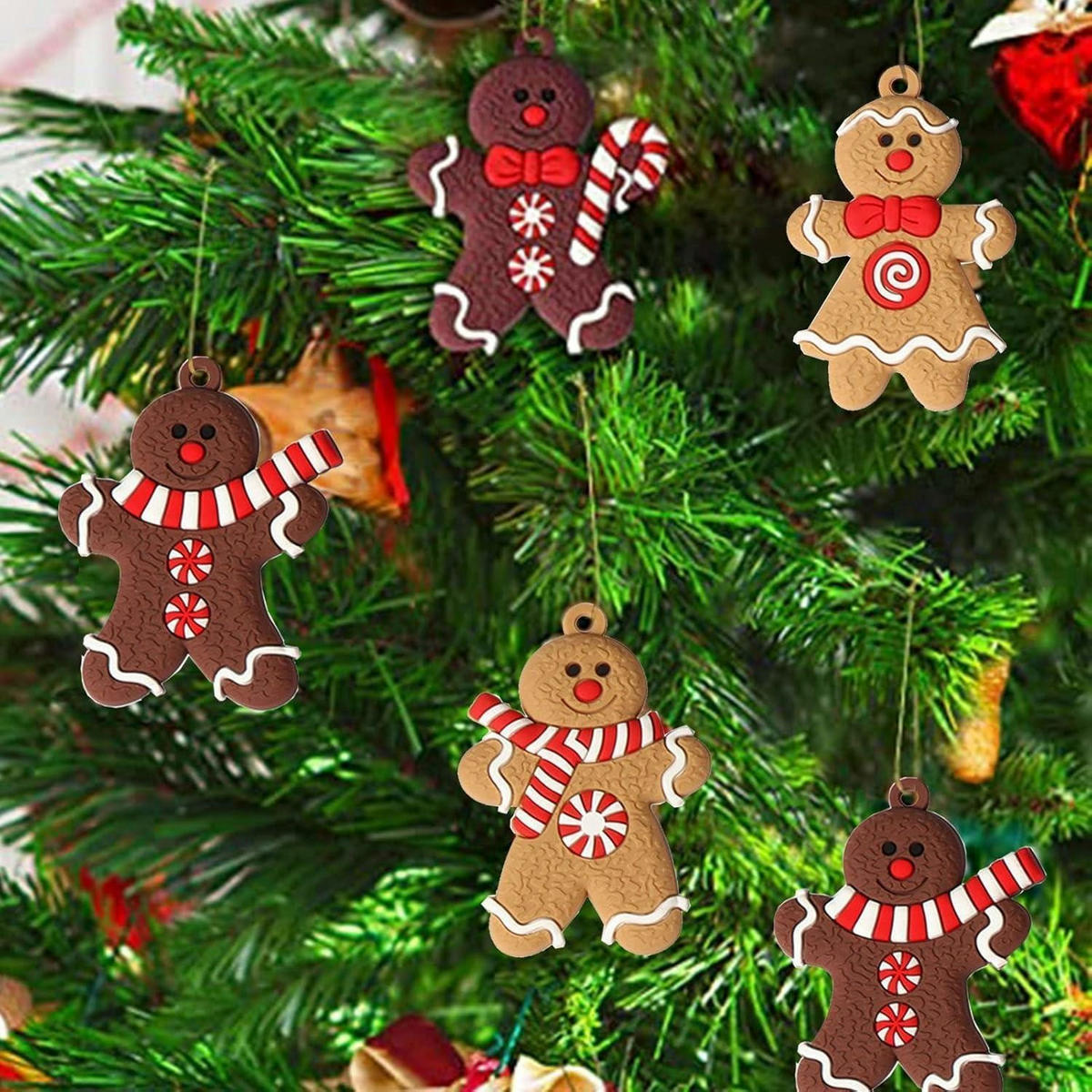 WEIHNACHTSBAUMSCHMUCK Lebkuchenmann 12-teiliges Set - Braun, Kunststoff (5.5/1/7cm)