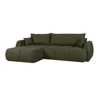 ROHOVÁ SEDAČKA s rozkládací funkcí a úložným prostorem, strukturovaná látka Verita, Olivová, Levá, COCO - olivově zelená, dřevo (180/275cm) - Kaiser Möbel