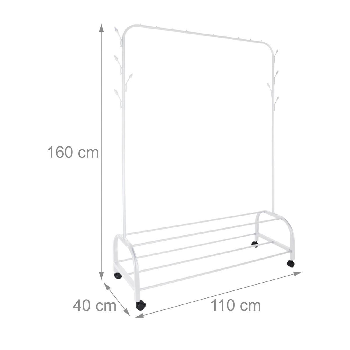 KLEIDERSTÄNDER - Weiß, Kunststoff/Metall (110/160/40cm) - Relaxdays