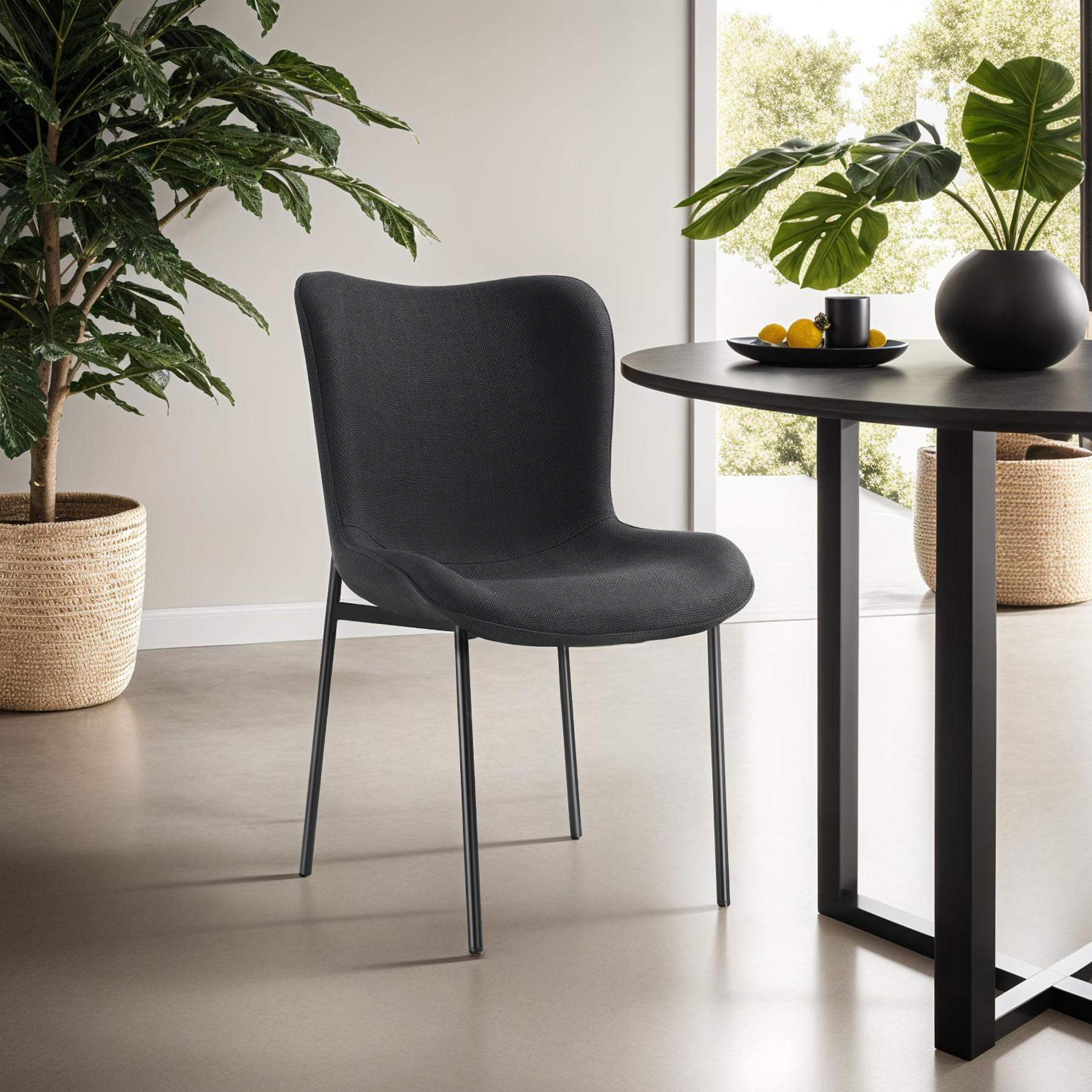 Thumbnail - tectake Polsterstuhl, Schwarz, Schwarz, Textil, Pappel, 54x90x62 cm, Esszimmer, Stühle, Esszimmerstühle, Vierfußstühle