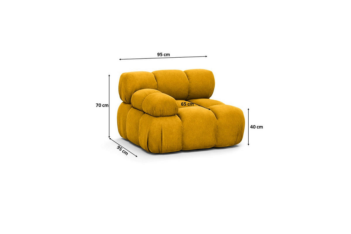 MODUL Seitlich, Für Modulares System, Stoff Salvador, Gelb, Links, Selia - Gelb, Holz (95/70/95cm) - Kaiser Möbel