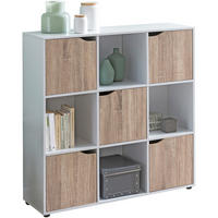 REGAL – Weiß/Sonoma, 89x91x29 cm, 9 Fächer, für Bücher und Deko - Schwarz/Weiß, Holz (89/91/29cm) - KADIMA DESIGN