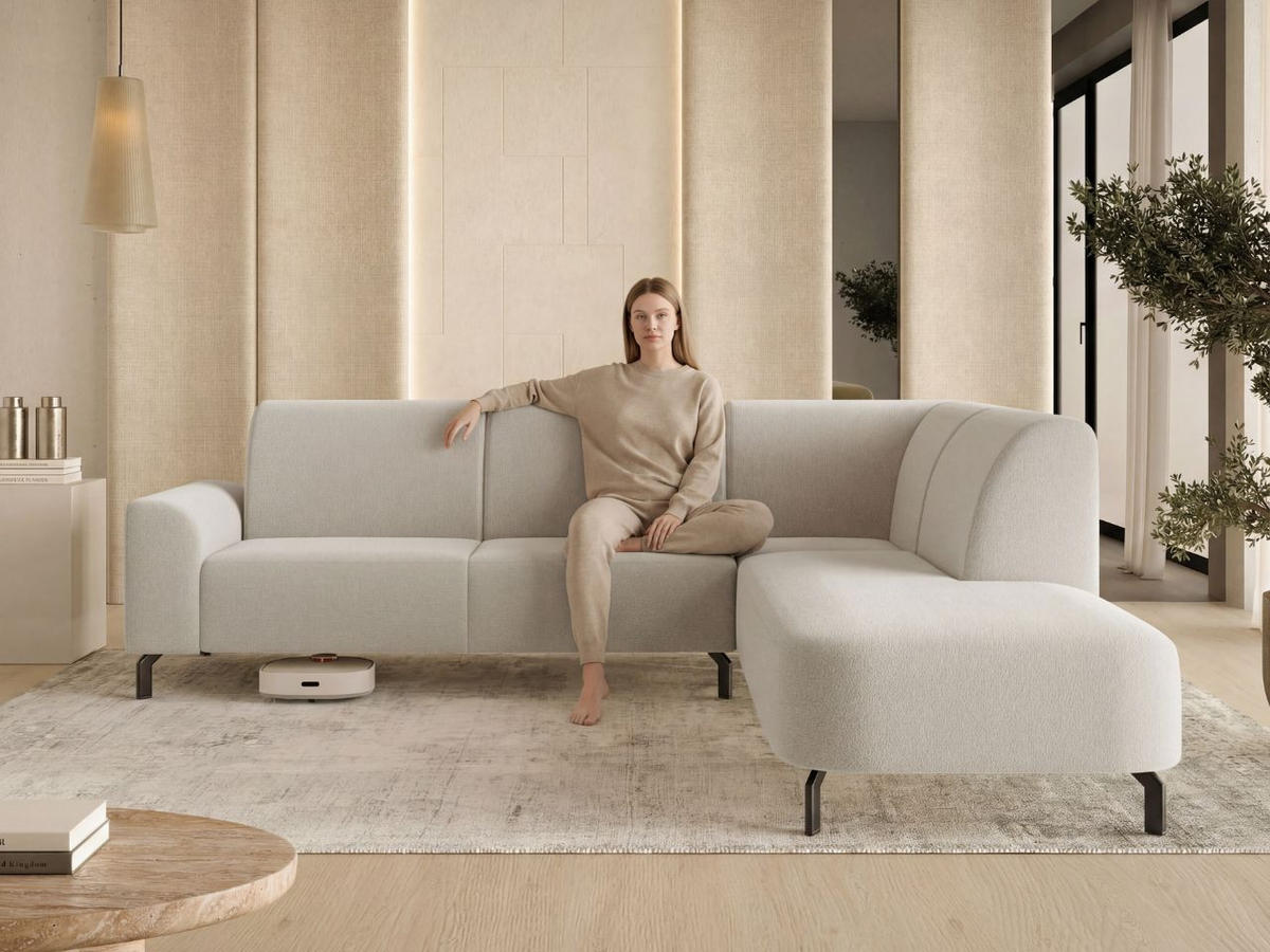 ECKSOFA Regento Beige Rechts - Beige/Schwarz, Holz/Textil (218/277cm) - Graingold