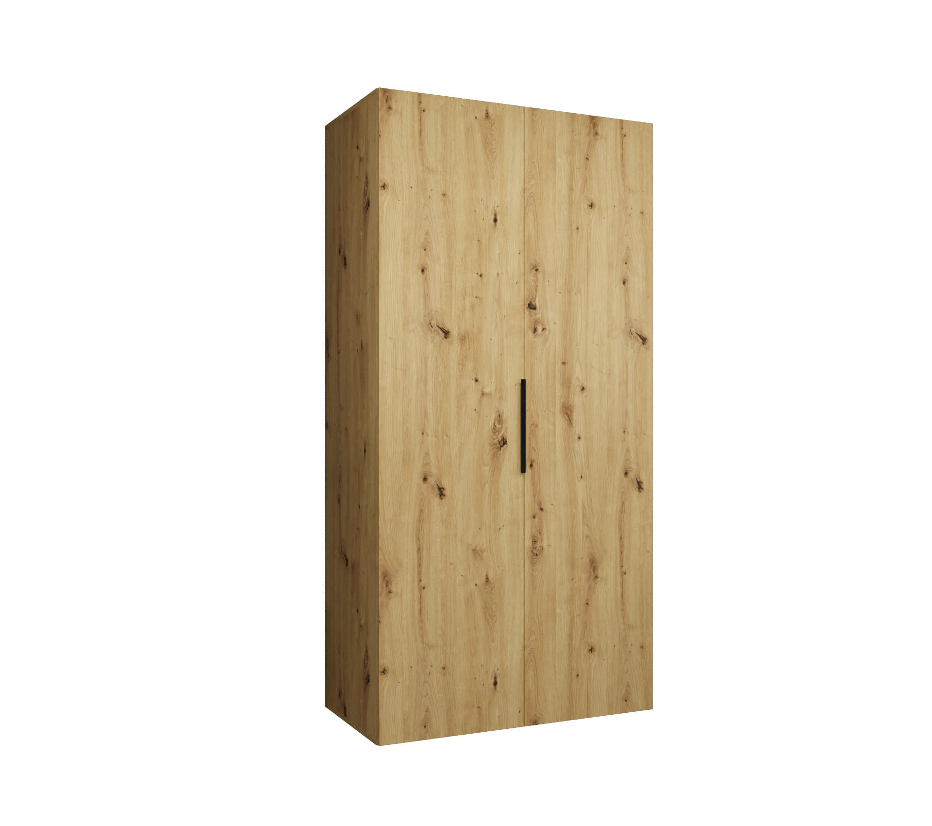 Möbel Kryspol Drehtürenschrank Eiche Artisan, Schwarz 100x202x52 cm