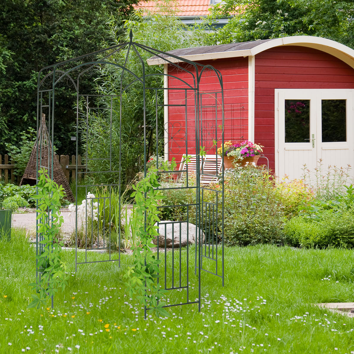 ROSENPAVILJON - temno zelena, kovina (160/250/160cm) - Relaxdays