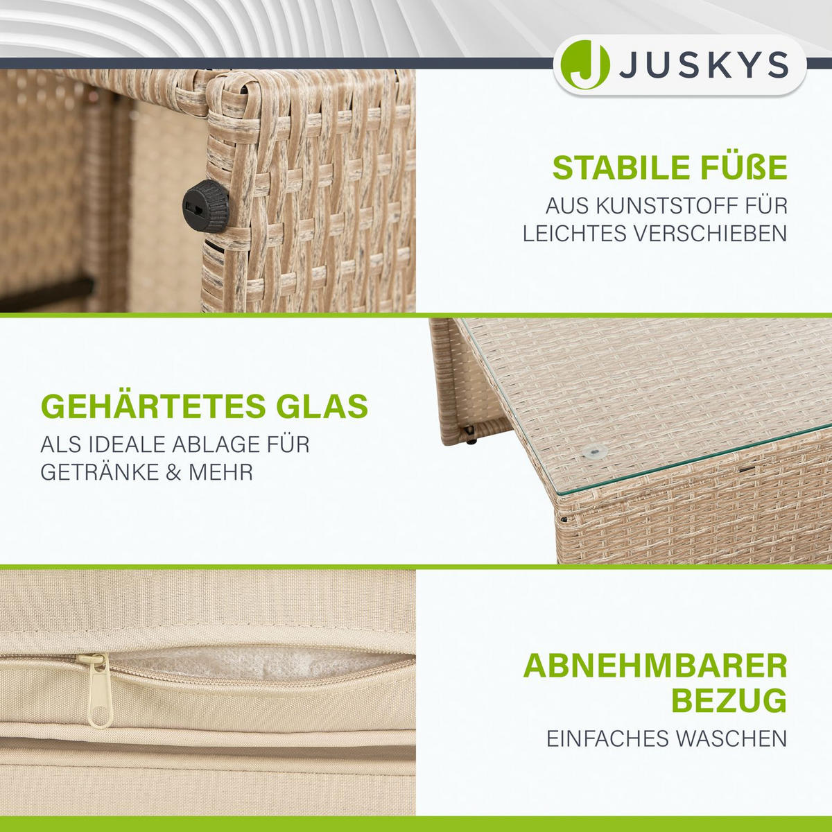 LOUNGEGARNITUR Salou beige - Beige, Kunststoff - Juskys