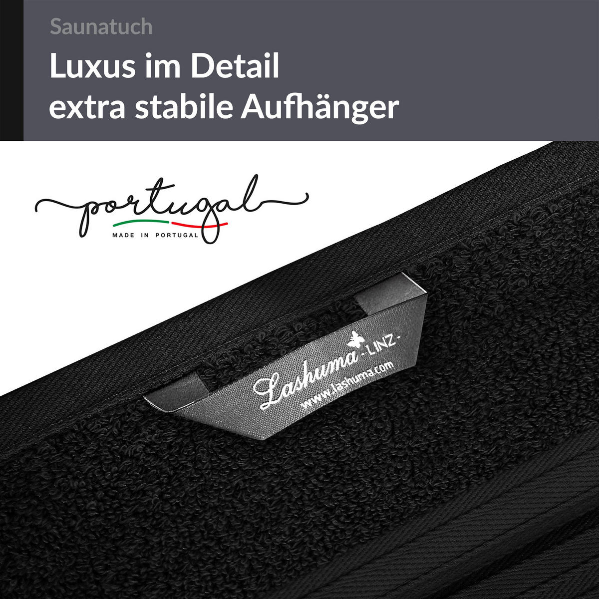 BADETUCH Linz Schwarz 100x200 cm - Schwarz, Textil (100/200cm) - Lashuma