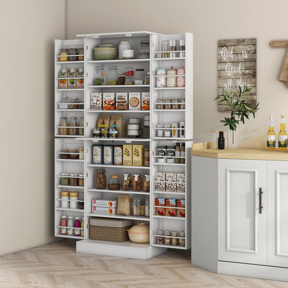 MEHRZWECKSCHRANK DE-11136 Verstellbare Böden Weiß - Weiß, Holzwerkstoff (35/166/60cm) - ComfortXL