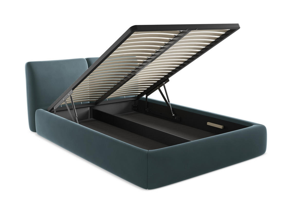 POLSTERBETT mit Bettkasten und Lattenrost 160x228 Blau - Blau/Petrol, Kunststoff/Textil (140/200cm) - Makamii