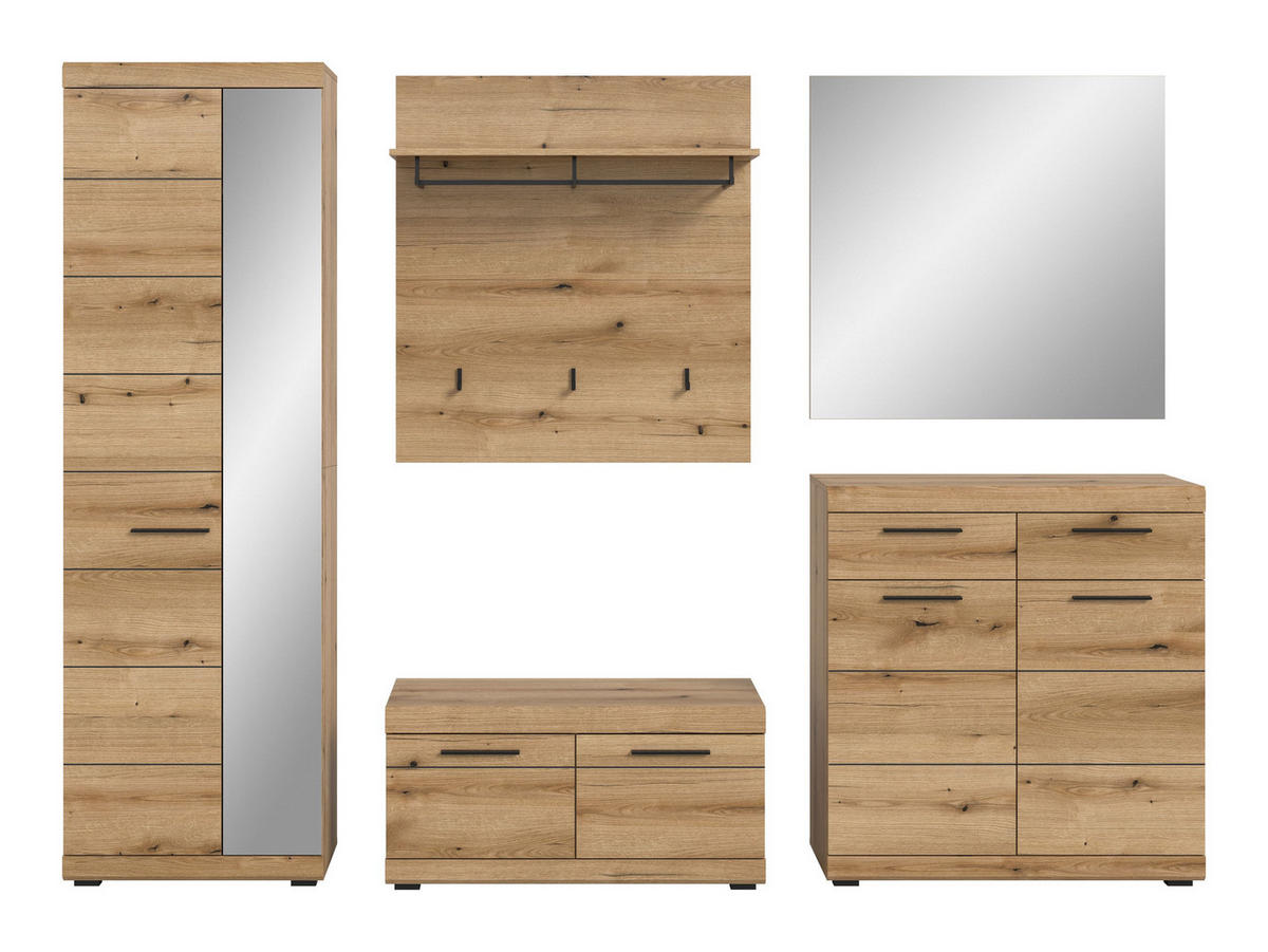 GARDEROBEN-SET SCOUT 5-tlg. (B/H/T: ca. 272/197/40 cm) in Evoke Oak Nachbildung/Evoke Oak Nachbildung - Eichefarben, Holzwerkstoff (272/197/40cm)