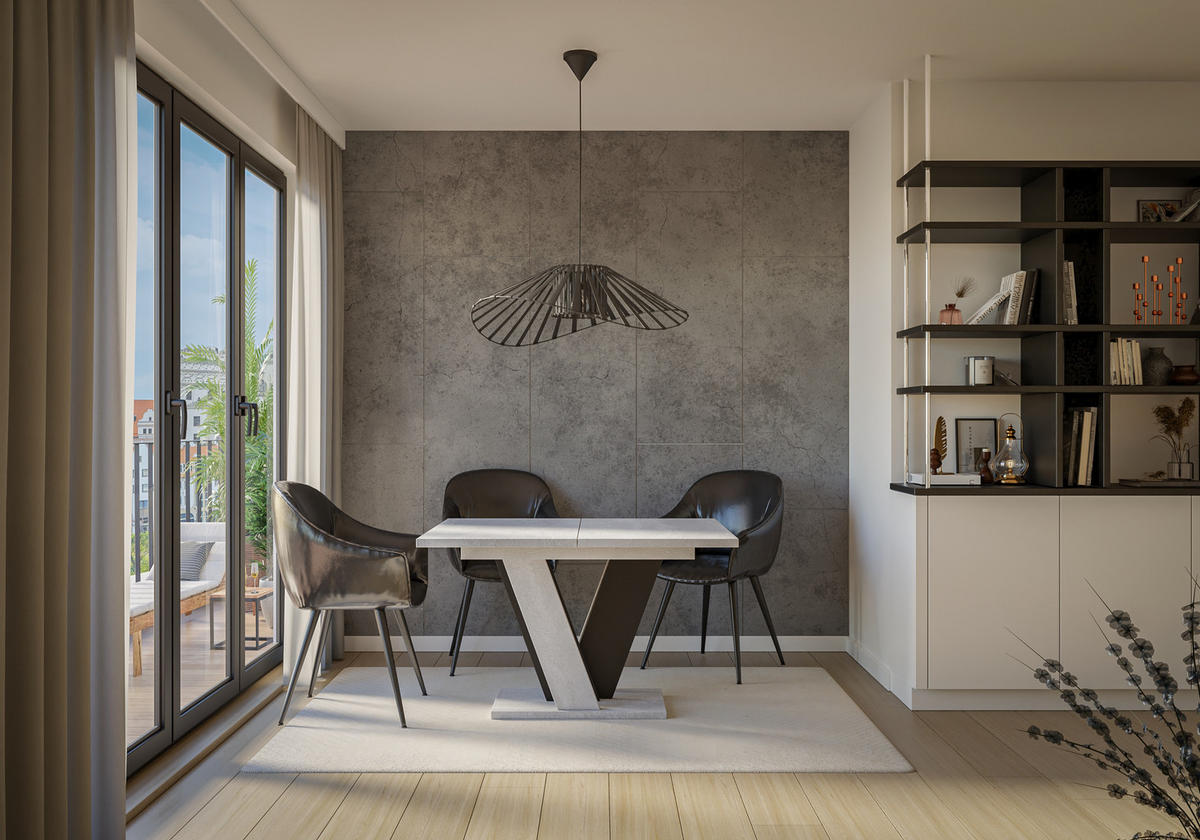 ESSTISCH Ausziehbar 120 - 160 cm Betonoptik und Schwarz - Schwarz/Grau, Holzwerkstoff (120/90/75cm) - PROSPERO