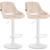 BARHOCKER 2er Set Samt creme - Creme/Weiß, Textil (47/85/48cm) - CLP
